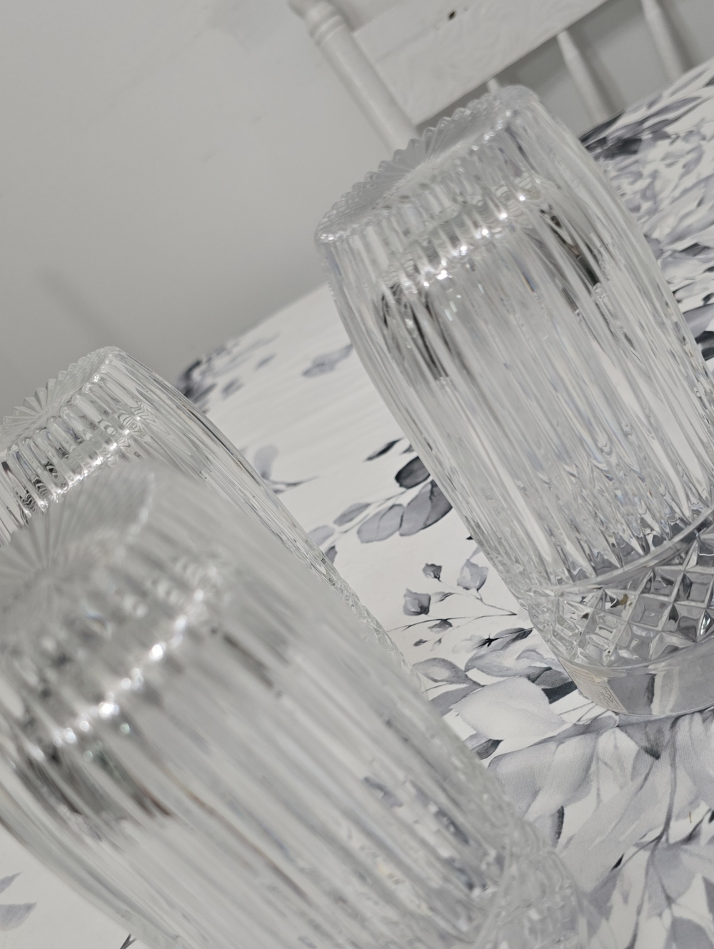 Fifth Avenue LTD Set Of 3 Crystal High Ball Glasses Diamond Rib Czech Republic - Picture 12 of 15